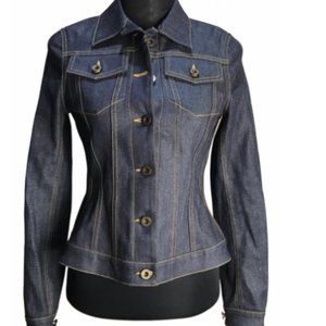 Authentic Burberry- Dark Denim fitted Jacket w/ Toupe stitching
